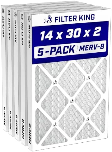 Filter King 14x30x2 Air Filter MERV 8, AC Furnace Filters (5-Pack) by FilterKing