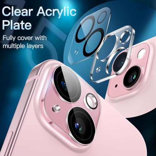 JETech Camera Lens Protector for iPhone 15/15 Plus, 3-Pack - Image 3