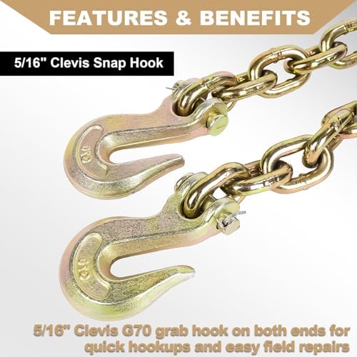 AAIN G80 Heavy Duty Transport Chain 5/16Inch x 10Ft, Load Binder Tow Chains - Image 2