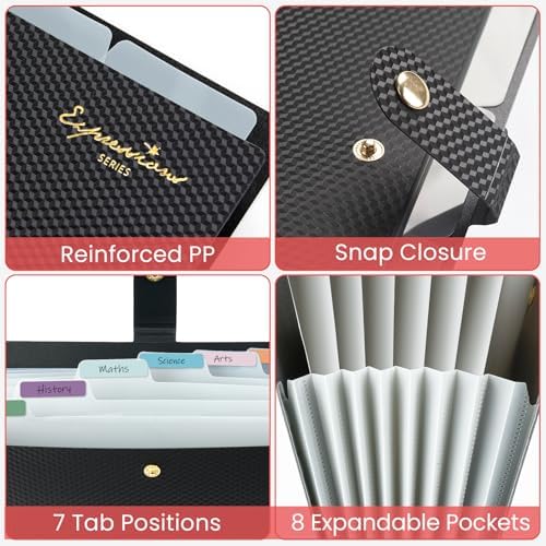 Sooez Accordion File Organizer 8 Pocket, Expanding File Folder with Labels - Image 4