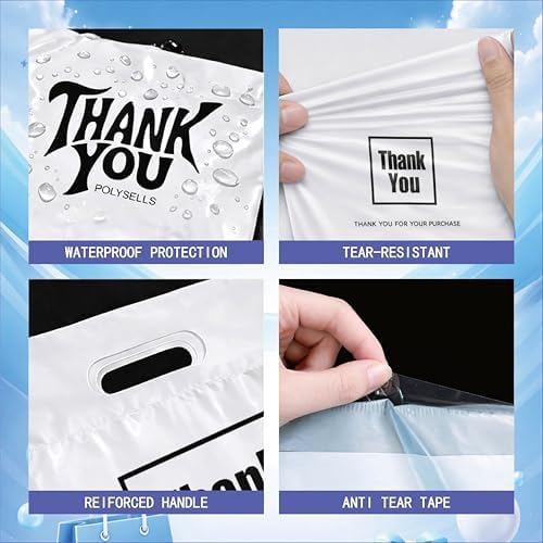 POLYSELLS Thank You Poly Mailers 14.5x19 inches 50 Pcs Waterproof Self-Sealing Shipping Bags with Handle for Clothing - Image 3