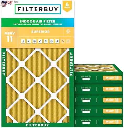 Filterbuy 12x24x2 Air Filter MERV 11 Pet & Allergy Defense (6-Pack) by Filterbuy