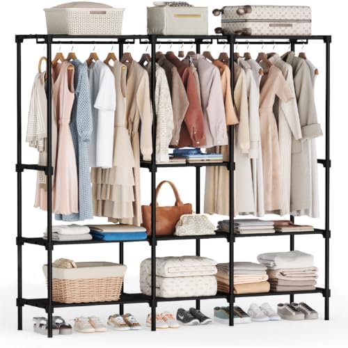 OLIXIS Heavy Duty Clothes Rack, Portable Wardrobe Closet, 75" L, Black by OLIXIS