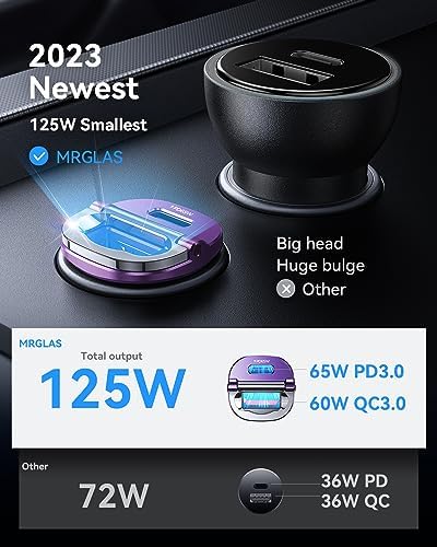 MRGLAS【Upgraded】 125W USB C Car Charger Super Fast Charging for iPhone 18 - Image 2