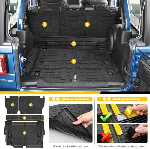 Cargo Mats for 2021-2026 Jeep Wrangler JL 4XE Trunk Mat with Backrest Liner All Weather TPE Protector Rear Back Seat Mats for 2021 2022 2023 2024 2025 2026 Wrangler JL 4XE 4 Door Accessories - Image 4