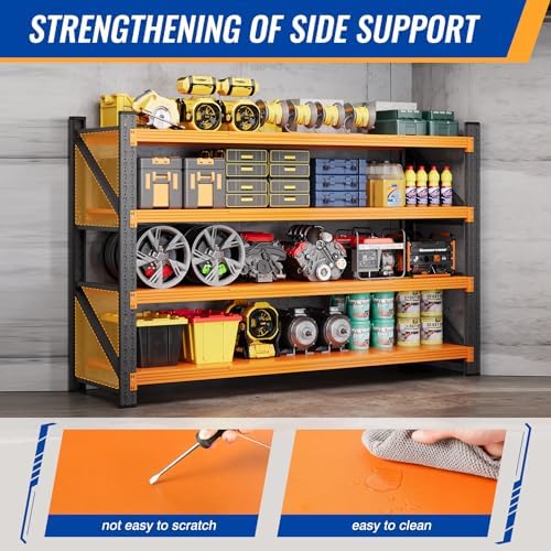 BYNSOE 71" W Storage Shelves 5000lbs Garage Metal Shelving Heavy Duty Garage Shelves Adjustable Storage Shelves for Industrial, Factory (Black-Orange, 71" W x 24" D x 69" H) - Image 3