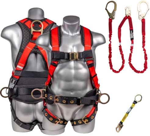 Palmer Safety Hammerhead 5pt Safety Harness Back Padded, QCB Chest, Tongue Buckel Legs Straps, Back & Side D-Rings by ATERET