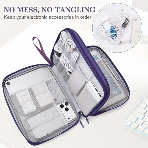 FYY Electronic Organizer, Travel Tech Pouch Bag, Extra Large, Purple - Image 5