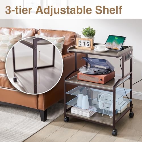 Lauren&Harold 34'' Printer Stand with Power Outlets & USB Ports Grey/Bronze - Image 4