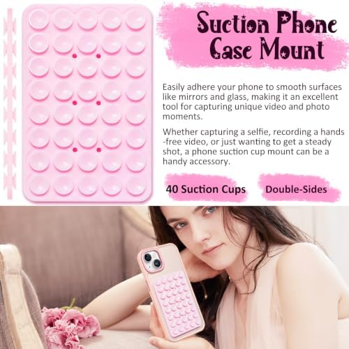 Anteel 2 Pack Silicone Suction Cup Phone Case Mount Double Sided, Hands-Free Silicon Phone Grip with Higher Suction Power for Selfies and Videos, Non Slip Phone Accessories (Lavender) - Image 2