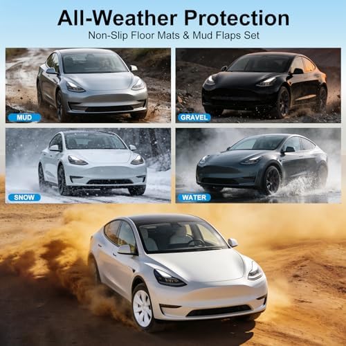 Weize Floor Mats for Tesla Model Y Juniper 2025-2026 All Weather 9Pcs Cargo Liners & 4Pcs Mud Flaps No-Drill Splash Guards Interior Accessories(Not for Standard) - Image 6