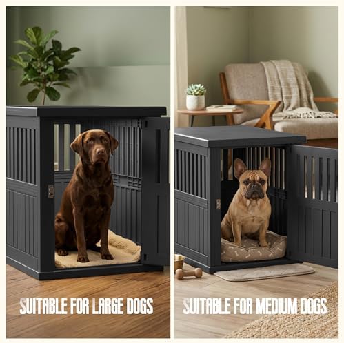30 Inch Small Dog Crate Furniture, Black - Image 6