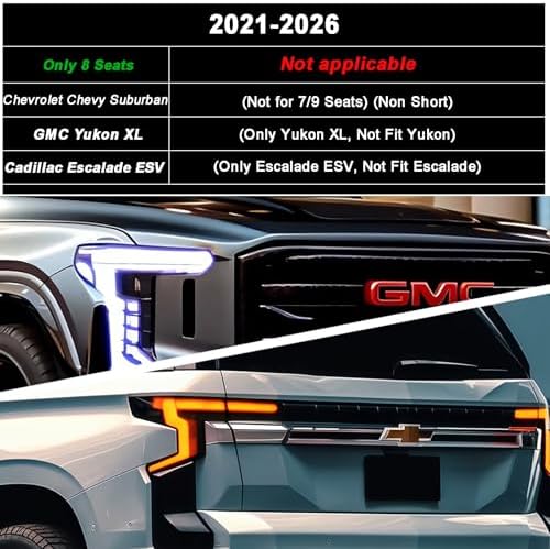 Floor Mats & Cargo Mat Mat & Backrest Mat for 2021-2026 Chevy Chevrolet Suburban 8 Seats Accessories-2 Row Bench Seat/GMC Yukon XL/Cadillac Escalade esv (Non Short) Car Floor Liners - Image 3