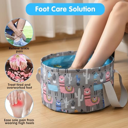 Foldable Bucket for Soaking Feet - Portable Foldable Foot Bath Tub Spa Basin for Travel, Home Pedicure & Outdoor Camping (Grey) - Image 2