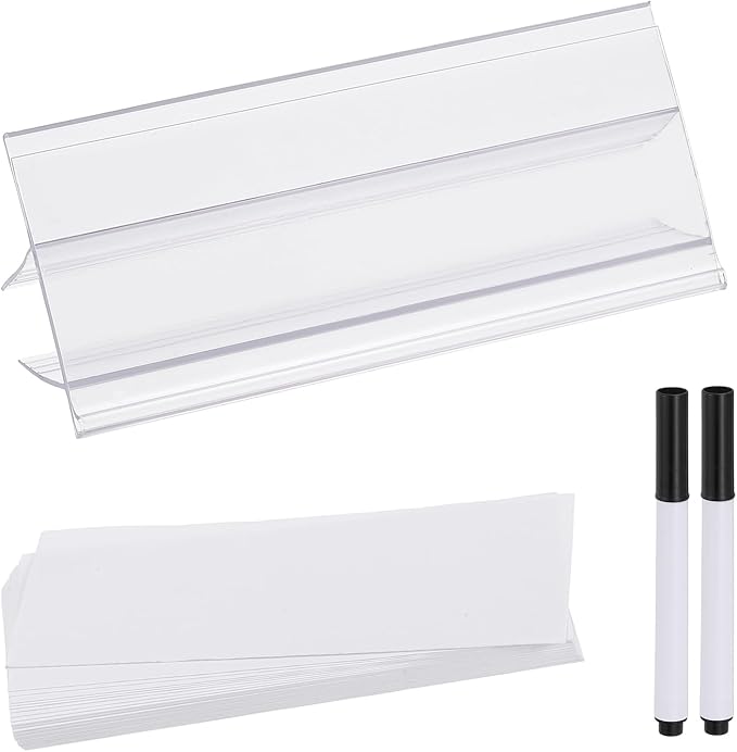 PATIKIL 3.9" x 1.8" Wire Shelf Label Holder, 30 Pack Reusable Plastic Price Tag by PATIKIL