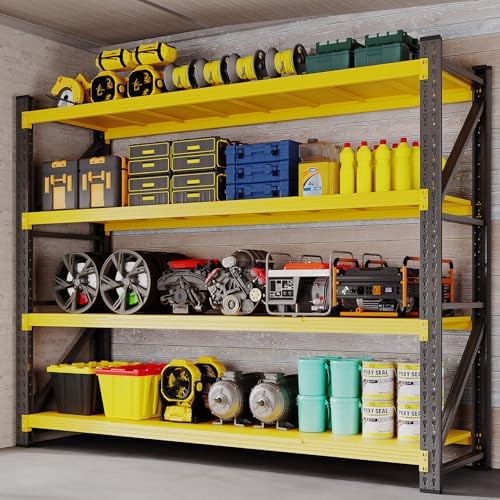 BYNSOE 78.8" W Storage Shelves 7000lbs Garage Metal Shelving Heavy Duty Garage Shelves Adjustable Storage Shelves for Industrial, Factory, (White, 78.8" W X 24" D X 78.8" H) by BYNSOE