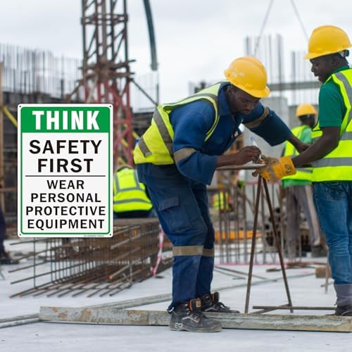 Think Safety First Sign- 2 Pack, 10x14 Inches Wear Personal Protective Equipment Sign, Aluminum Reflective Indoor or Outdoor Use- UV Protected-Fade Resistance- Weatherproof - Image 5