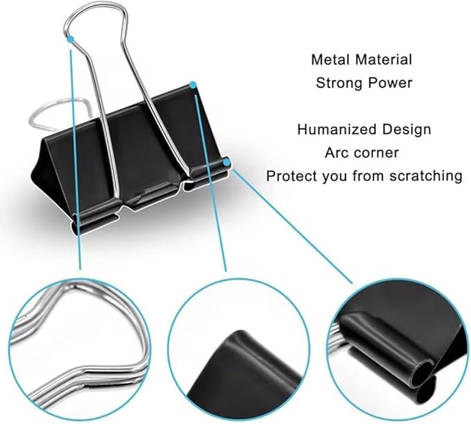 100 Pack Medium Binder Clips, Standard 32mm/1.25 in Binder, Durable Medium - Image 4