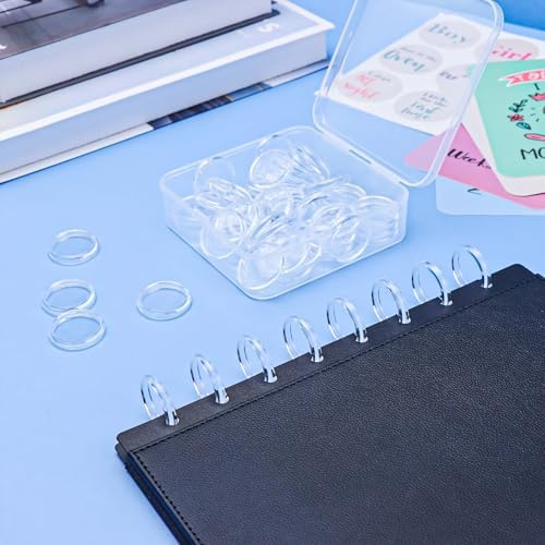 Clear Discbound Discs Set 50pcs 28mm Plastic Expansion Rings with Clear PP Holder PC Book Binding Discs for Disc Bound Notebook Planner Binder Accessories Note-Taking System (28mm) - Image 2