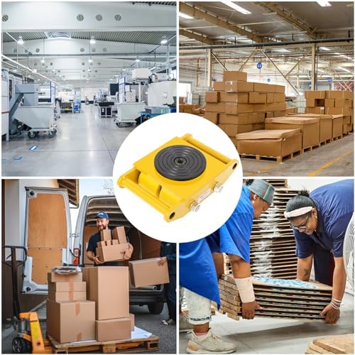 4-Pack Steel Machine Skates - 6T Capacity,360° Rotation,13200 lbs Heavy Duty Machinery Mover for Industrial Use, Yellow - Image 7
