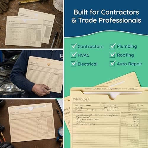Blue Summit Supplies 100 Job Folders, Letter Size, Manila, Preprinted - Image 6