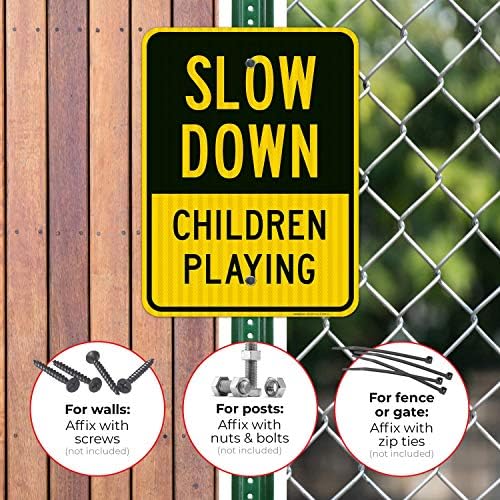 Slow Down Children Playing Sign, Traffic Sign, - Image 4