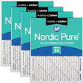 Nordic Pure 18x20x1 (Actual Size: 17 1/2 x 19 1/2 x 3/4) Pleated Air Filters MERV 14 Plus Carbon 4 Pack by NordicPure