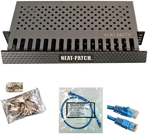 Neat Patch MINI 1U Low Profile Cable Management Kit - 2 Packs w/ 48 CAT6 Patch Cables (1FT Blue) by Electriduct