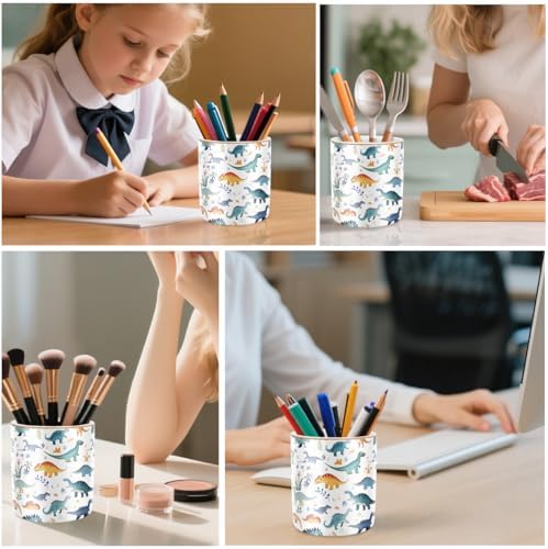 Pen Holder, Pencil Cup for Desk, Cute Makeup Brush Holder, Durable Ceramic Organizer Decor for Room, Office, Classroom, Cute Dinosaur Pattern - Image 5