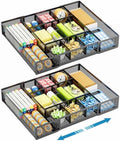Marbrasse Expandable Desk Drawer Organizer, Mesh Drawer Organizer Tray with 10 Adjustable Compartments, Desk Organizers and Accessories for Office Supplies, Makeup & Vanity (Expandable Black-2 pack) by Marbrasse