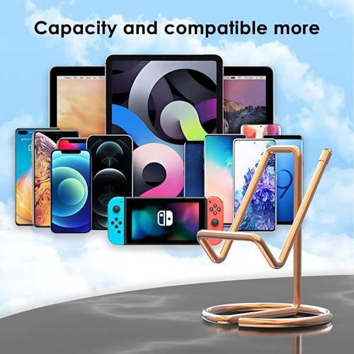 Metal Cell Phone Stand for Desk, Cute One-Piece Phone Holder, Stable Desktop Display Dock for iPhone, iPad, Samsung, Tablets & All Mobile Phones, Gold&Silver&Gray&Rose Gold - Image 3