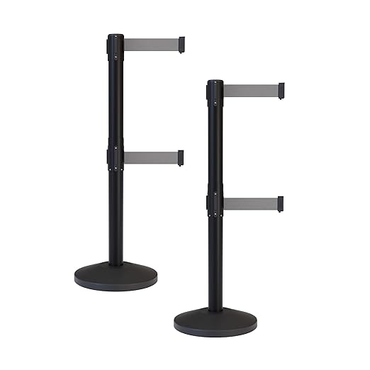 Crowd Control Warehouse CCW Series RBB-100D Set of 2 Stanchion Retractable Belt by Crowd+Control+Warehouse