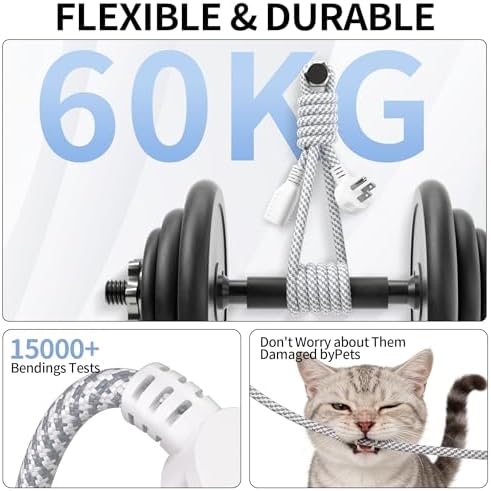 16 Gauge Braided Extension Cord 15 FT, Flat Plug Power Cord Indoor - Image 6