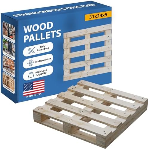Greaton, Heavy-Duty 2-Way Entry Wooden Pallet – 31x24x5”, Industrial-Grade Hardwood Shipping Pallet, Durable, Reusable, Stackable, Easy to Handle, Commercial Use as a Floor-Pallet by Greaton