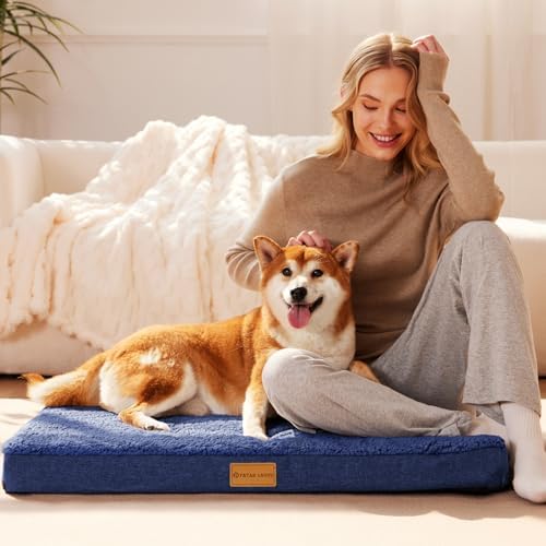 Patas Lague Orthopedic Large Dog Bed Pet Sofa Mat 56''X40'' Navy Blue - Image 2