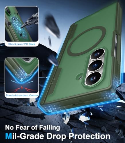 Temdan for Samsung Galaxy Z Fold 8 Ultra Case,[Compatible with MagSafe][Built-in HD Screen Protector & Kickstand][Hinge Protection] Translucent Matte Shockproof Phone Case for Z Fold 8 Ultra,Green - Image 4