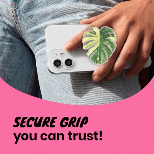 OnTheGrip Cute Acrylic Tropical Leaf Design Collapsible Expandible Mobile Phone Grip Stand Holder for Smartphone Tablet Cell Phone Accessory (Yellow Monstera) - Image 5