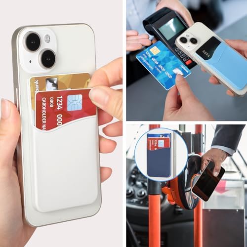SS Card Holder for Phone Case - Silcone Stick On Credit Card Phone Wallet for Men & Women, Ultra-Thin & Portable, Compatible with iPhone/Android/Samsung Galaxy, Holds Cards & Cash, Hands-Free (5 pack) - Image 2