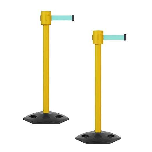 Montour Line MSR760 Set of 2 Retractable Belt Barrier Stanchion, Rubber Base by Montour+Line