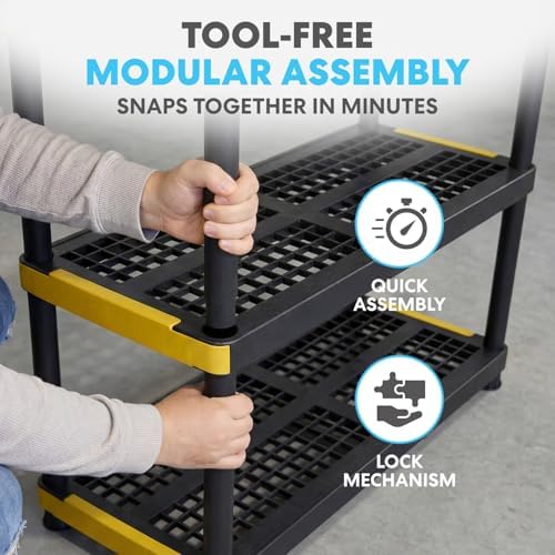 Simpli-Magic 5-Tier Heavy Duty Plastic Storage Shelving Unit, Garage & Outdoor Organizer, Modular Rack, 36 x 24 x 75 Inches, 250 lbs per Shelf, 1250 lbs Total Capacity - Image 6