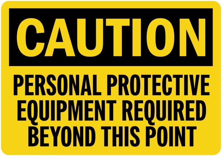 StickerJet English CAUTION OSHA-Style PPE Sign, Personal Protective Equipment Required Beyond This Point, Self-Adhesive Waterproof Vinyl Signs, 5" x 7", Pack of 5 by STICKERJET