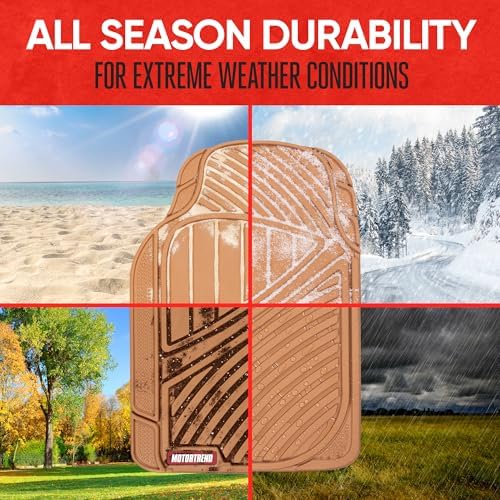Motor Trend FlexTough Performance All Weather Rubber Car Floor Mats with Cargo Liner - Full Set Front & Rear Floor Mats for Cars Truck SUV, Automotive Floor Mats (Beige) - Image 6