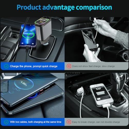 Starlight Retractable Car Charger, Car Phone Charger USB C Fast Charger - Image 3