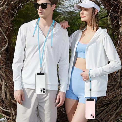 takyu Phone Lanyard, 2 Pack Adjustable Cell Phone Lanyard Crossbody Neck Strap and 2 Pack Phone Wrist Strap with Tether Tabs Compatible for iPhone Smartphones-Black Blue - Image 6