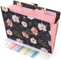 SKYDUE Accordion File Organizer, Floral Expanding File Folders with 5 Pockets, Cute Document Organizer for Paper Bills Receipt Storage, School Office & Hospital Supplies Letter/A4 Size Navy Blue by SKYDUE
