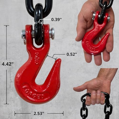 3/8" X 20' Grade 80 Transport Binder Chain - 7,100 LBS WLL - Clevis Grab Hook, Tie-Down, Towing - Image 3