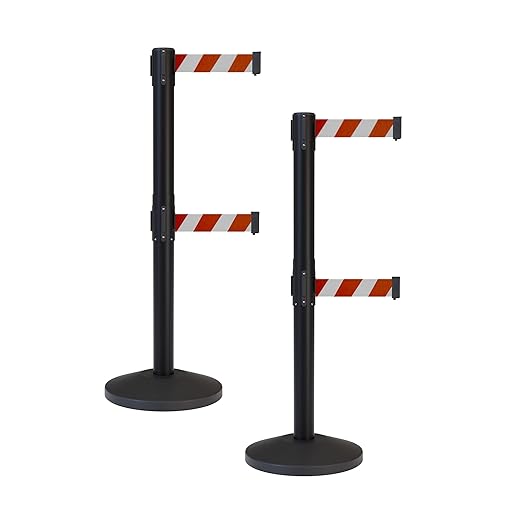 Crowd Control Warehouse CCW Series RBB-100D Set of 2 Stanchion Retractable Belt by Crowd+Control+Warehouse