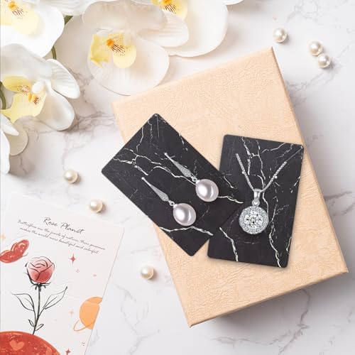Earring Cards, Set Jewelry Making Supplies with 100 Pcs Earring Holder Cards 200 Pcs Earring Backs and 100 Jewelry Packaging for Earrings Necklace Jewelry Display, Bags 3.5x2.4 Inches (Marble Black) - Image 5