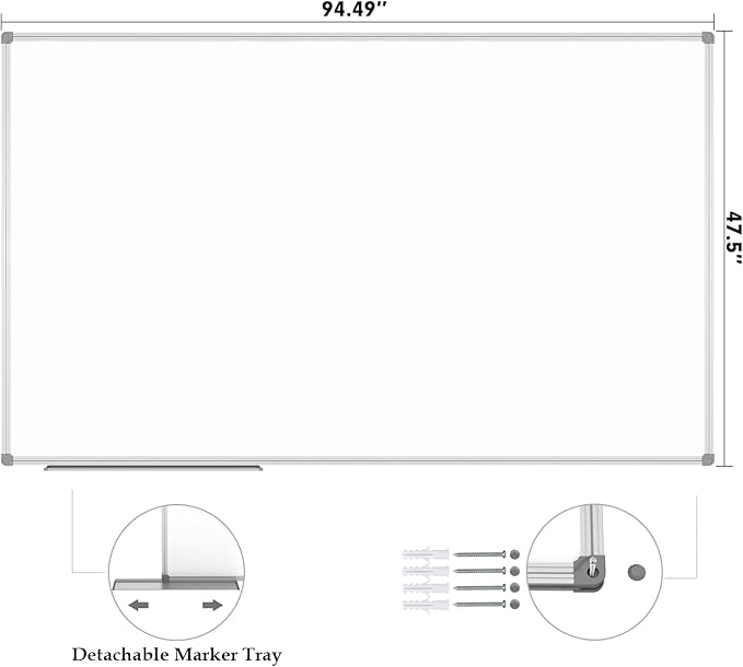 JILoffice Large Magnetic White Board, Dry Erase Board 96 x 48 Inch - Image 6