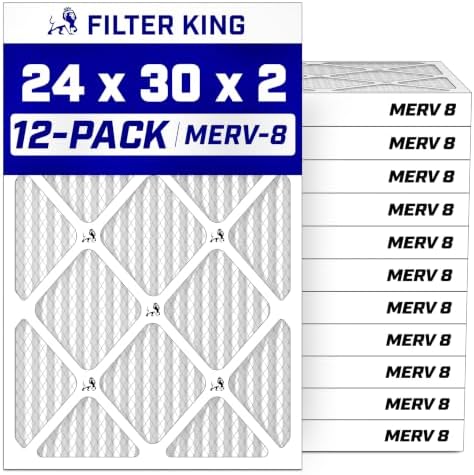 Filter King 24x30x2 Air Filter MERV 8, AC Furnace Filters (12-Pack) by FilterKing